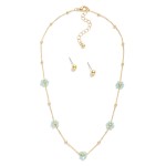 Wholesale dainty Chain Link Necklace Gold Circle Faceted Bead Flower Station Gol