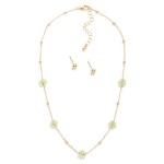 Wholesale dainty Chain Link Necklace Gold Circle Faceted Bead Flower Station Gol
