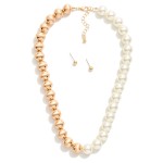 Wholesale beaded Necklace Pearls Metal Beads Metal Stud Earrings Included Neckla