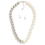 Wholesale beaded Necklace Pearls Metal Beads Metal Stud Earrings Included Neckla