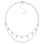 Wholesale chain Link Necklace Rectangular Rhinestone Charms L Extender L