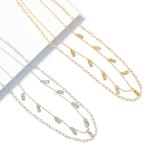 Wholesale chain Link Necklace Rectangular Rhinestone Charms L Extender L