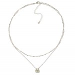 Wholesale layered Flat Chain Peanut Chain Link Necklace Rhinestone Pendant L Ext