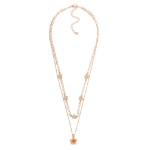 Wholesale layered Chain Link Necklace Metal Flower Stations Pendant L Extender L