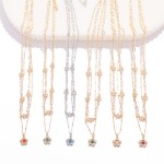 Wholesale layered Chain Link Necklace Metal Flower Stations Pendant L Extender L