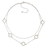 Wholesale layered Chain Link Necklace Metal Hollow Quatrefoil Stations L Extende