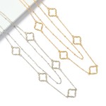 Wholesale layered Chain Link Necklace Metal Hollow Quatrefoil Stations L Extende