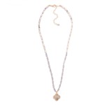 Wholesale stone Disk Beaded Necklace Acetate Clover Pendant L Extender L