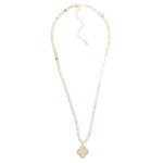 Wholesale stone Disk Beaded Necklace Acetate Clover Pendant L Extender L