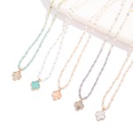 Wholesale stone Disk Beaded Necklace Acetate Clover Pendant L Extender L