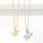 Wholesale chain Link Necklace Clover Charms Rhinestone Accents L Extender L