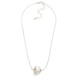 Wholesale herringbone Chain Link Necklace Textured Metal Puffy Heart Pendant L E