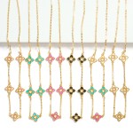 Wholesale flat Chain Link Necklace Hollow Clover Stations L Extender L