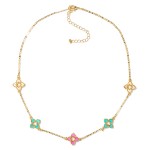 Wholesale flat Chain Link Necklace Hollow Clover Stations L Extender L