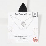Wholesale set Two Dainty Chain Link Necklaces mama Cubic Zirconia Heart Pendant
