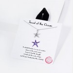 Wholesale dainty Chain Link Necklace Metal Starfish Pendant Cubic Zirconia Accen