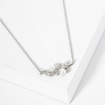 Wholesale dainty Chain Link Necklace Metal Branch Pendant Pearl Cubic Zirconia A