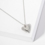 Wholesale dainty Chain Link Necklace Metal Pave Rhinestone Heart Pendant Cubic Z