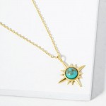 Wholesale dainty Chain Link Necklace Turquoise Starburst Pendant L Extender L Ma
