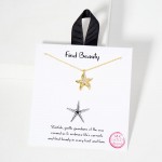 Wholesale dainty Chain Link Necklace Metal Starfish Cubic Zirconia Accents L Ext
