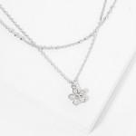 Wholesale layered Dainty Chain Link Necklace Cubic Zirconia Flower Pendant L Ext