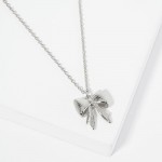 Wholesale dainty Chain Link Necklace Metal Bow Pendant L Extender L Made Korea H