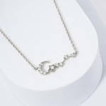 Wholesale dainty Chain Link Necklace Cubic Zirconia Moon Stars Pendant L Extende