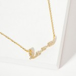 Wholesale dainty Chain Link Necklace Metal Pave Rhinestone Letter Love Pendant C