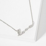 Wholesale dainty Chain Link Necklace Metal Pave Rhinestone Letter Love Pendant C
