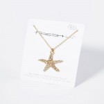 Chain Link Necklace Featuring Pave Rhinestone Starfish Pendant 

- Approximately 15.5" L
- Extender 2" L