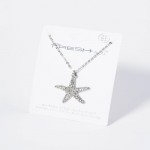 Chain Link Necklace Featuring Pave Rhinestone Starfish Pendant 

- Approximately 15.5" L
- Extender 2" L