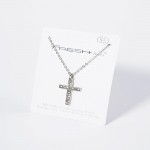 Chain Link Necklace Featuring Rhinestone Studded Cross Pendant 

- Approximately 15.5" L
- Extender 2" L