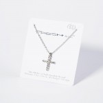 Chain Link Necklace Featuring Rhinestone Studded Cross Pendant 

- Approximately 15.5" L
- Extender 2" L