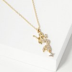 Chain Link Necklace Featuring Rhinestone Studded Mermaid Pendant 

- Approximately 15.5" L
- Extender 2" L