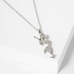 Chain Link Necklace Featuring Rhinestone Studded Mermaid Pendant 

- Approximately 15.5" L
- Extender 2" L