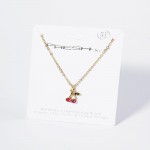 Chain Link Necklace Featuring Rhinestone Cherries Pendant 

- Approximately 15.5" L
- Extender 2" L