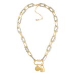 Wholesale acetate Matte Gold Chain Link Necklace Carabiner Pendant Metal Charms