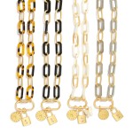 Wholesale acetate Matte Gold Chain Link Necklace Carabiner Pendant Metal Charms