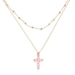 Wholesale set Two Chain Link Necklaces Rhinestone Studded Cross Pendant L Extend