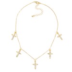 Wholesale chain Link Necklace Rhinestone Studded Cross Charms L Extender L