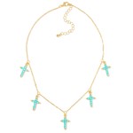 Wholesale chain Link Necklace Rhinestone Studded Cross Charms L Extender L