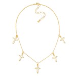 Wholesale chain Link Necklace Rhinestone Studded Cross Charms L Extender L