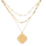 Wholesale set Three Chain Link Necklace Metal Tones Faceted Beads Quatrefoil Pen