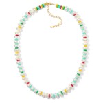 Wholesale flat Pearl Disk Bead Beaded Necklace L Extender L