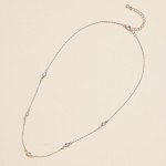 Dainty Chain Link Necklace Featuring Small Rhinestone Pendant 

- Approximately 16" L
-Extender 2" L