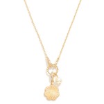 Wholesale chain Link Necklace Twisted Hoop Pendant Pearl Metal Flower L Extender