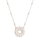 Wholesale chain Link Necklace Flower Pendant Pearl Petals L Extender L