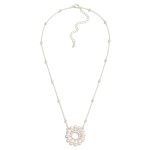 Wholesale chain Link Necklace Flower Pendant Pearl Petals L Extender L