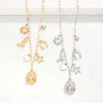 Wholesale paperclip Chain Link Charm Necklace Metal Tones Cowboy Charms L Extend