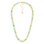 Wholesale candy Stone Beaded Necklace Gold Detailing L Extender L